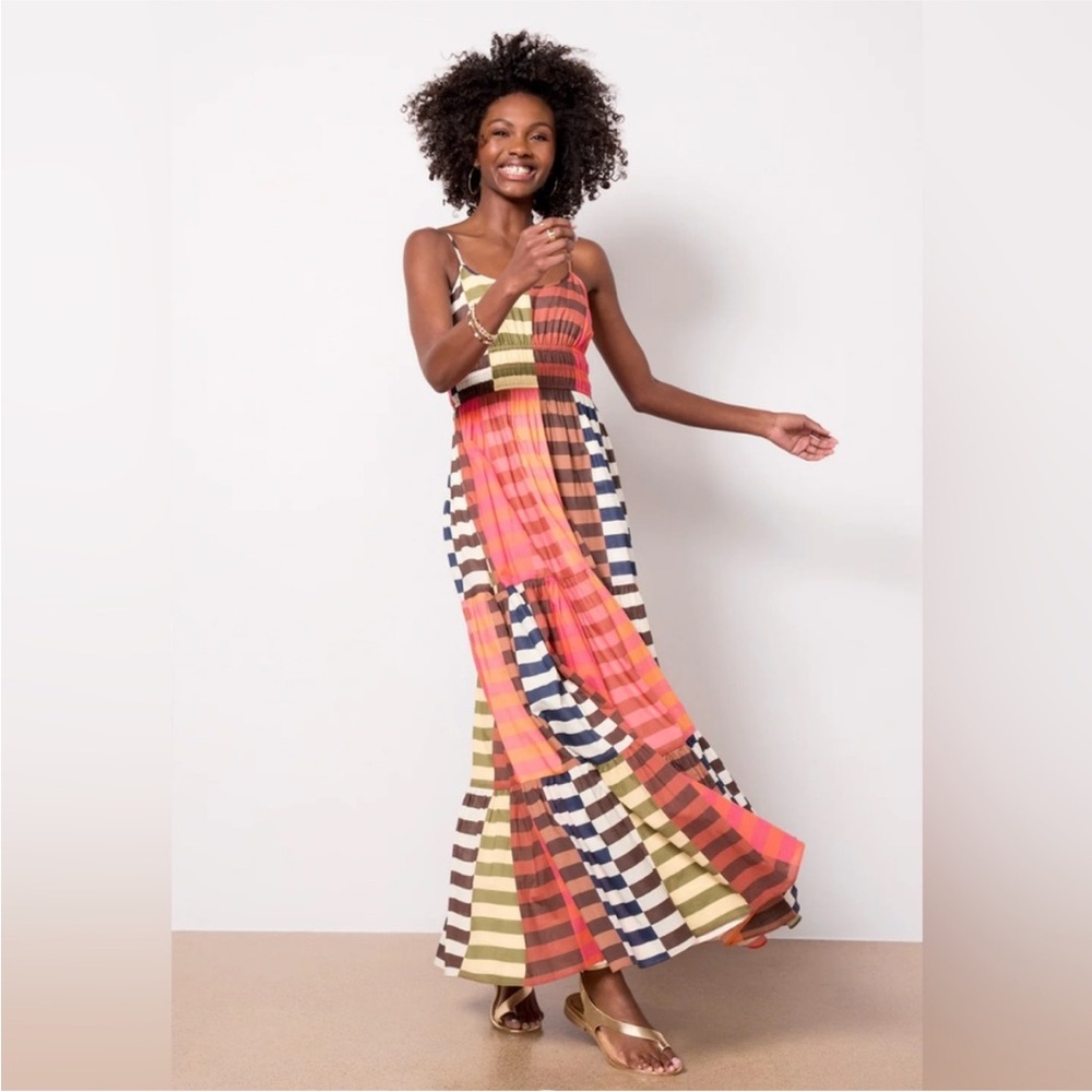 Hutch Silvana Tiered Maxi Dress Multicolor Stripe Boho Resort Vacation Size S - Picture 8 of 16
